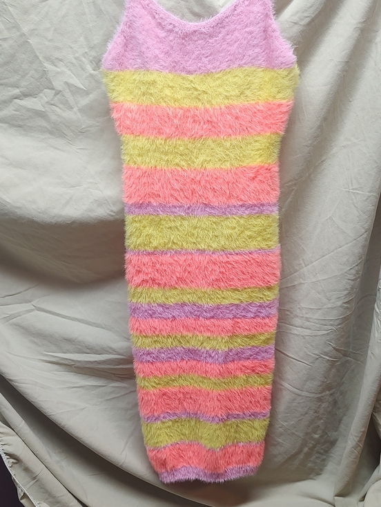Hot & Delicious Dresses & Skirts - Hot & Delicious Striped Fuzzy Bodycon Mini Dress Festival Cami